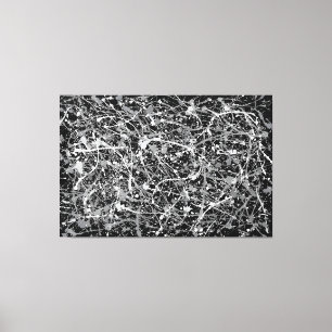 ZWART-WIT IV - Action schilderij -Abstract- Canvas Afdruk