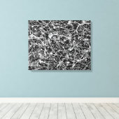 ZWART-WIT IV - Action schilderij -Abstract- Canvas Afdruk (Insitu (Houten vloer))