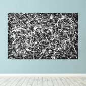 ZWART-WIT IV - Action schilderij -Abstract- Canvas Afdruk (Insitu (Houten vloer))
