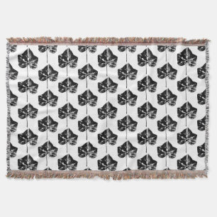 Zwart-wit Ivy Leaf Print Deken