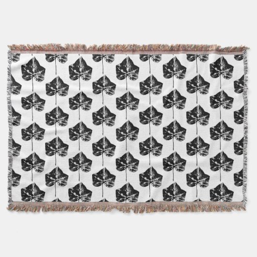 Zwart-wit Ivy Leaf Print Deken (Voorkant)