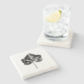 Zwart-wit Ivy Leaf Print Stenen Onderzetter (Zijkant)