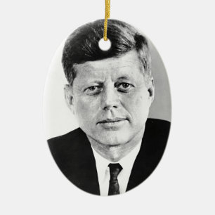 Zwart & Wit Jack JFK John F. Kennedy Keramisch Ornament