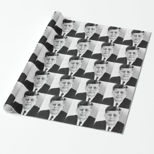 Zwart-wit Jack JFK John F. Kennedy President Cadeaupapier (Uitgerold)