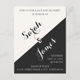 Zwart-Wit | Jack & Jill Party Uitnodigen Kaart