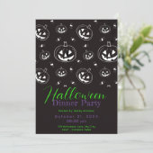 Zwart Wit Jack-O' Lantaarn Halloween Diner Party Kaart (Staand voorkant)