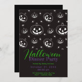 Zwart Wit Jack-O' Lantaarn Halloween Diner Party Kaart (Voorkant / Achterkant)