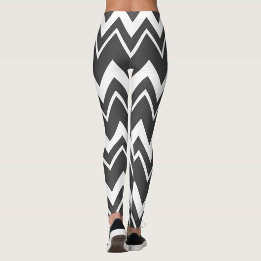 Zwart-wit Jagged Pattern Leggings (Achterkant)