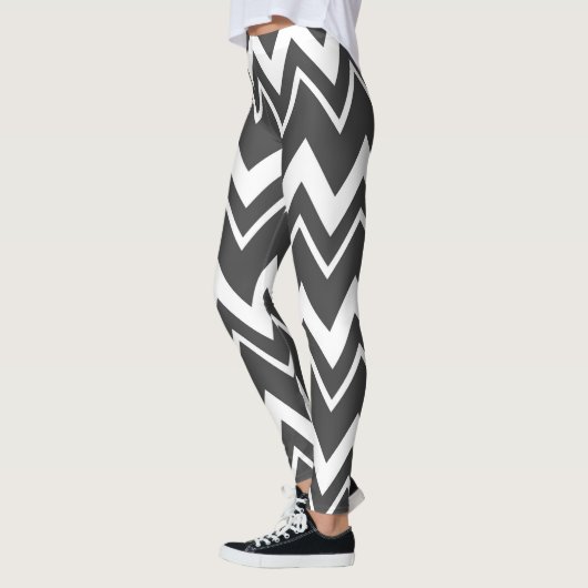 Zwart-wit Jagged Pattern Leggings (Links)