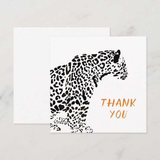 Zwart-wit Jaguar Illustratie Dank U Bedankkaart (Voorkant / Achterkant)