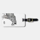 Zwart-wit Jaguar Illustratie Monogram Bagagelabel (Voorkant horizontaal)