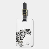 Zwart-wit Jaguar Illustratie Monogram Bagagelabel (Voorkant verticaal)