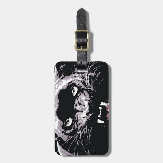 Zwart & Wit Jaguar Ogen Bagagelabel (Voorkant verticaal)