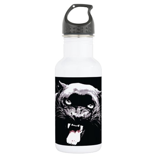 Zwart & Wit Jaguar Ogen Waterfles (Voorkant)