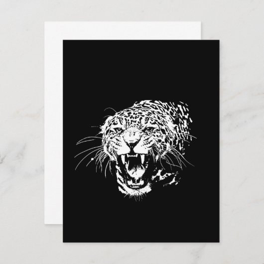 Zwart-wit Jaguar uitnodiging (Voorkant / Achterkant)
