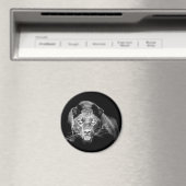 Zwart & Wit Jaguar - Wilde Katten Magneet (Insitu (Vaatwasser))