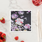 Zwart Wit Japans Kimono Bloemen Decoupage Papier Servet (Insitu)