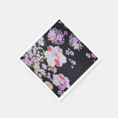 Zwart Wit Japans Kimono Bloemen Decoupage Papier Servet (Hoek)