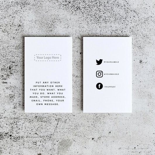 Zwart-wit je logo sociale links informatiekaartje