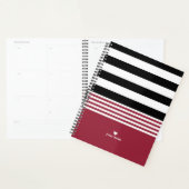 Zwart, Wit & Jester Rood Gestreept Gepersonaliseer Planner (Display)