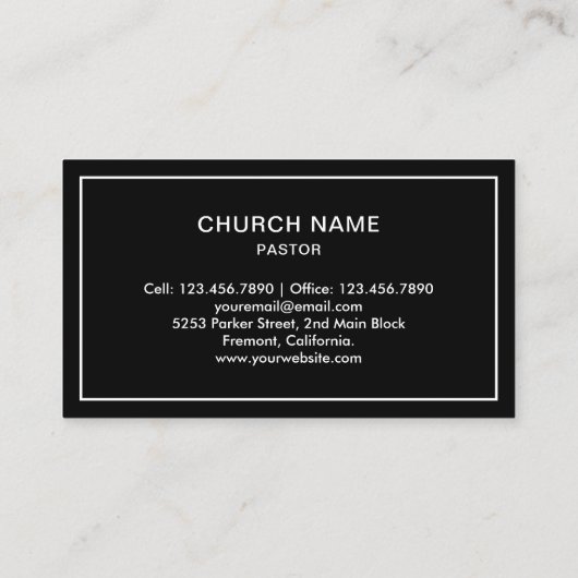 Zwart-wit Jezus Christus Kruis Pastor Visitekaartje (Achterkant)