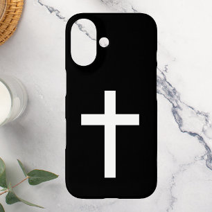 Zwart-wit Jezus Kruis iPhone 16 Hoesje