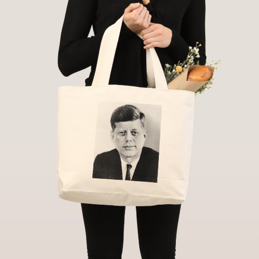 Zwart & Wit JFK John F. Kennedy Grote Tote Bag (Voorkant (product))