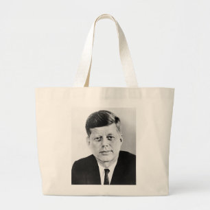 Zwart & Wit JFK John F. Kennedy Grote Tote Bag