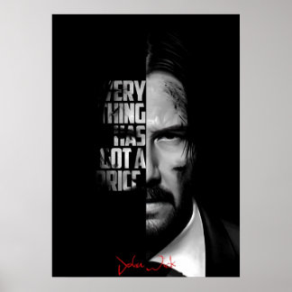 Zwart-wit John Wick-citaat Poster