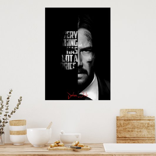Zwart-wit John Wick-citaat Poster (Keuken)