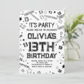 Zwart Wit Jongen Nummer Dertien Verjaardagsfeest Kaart (Staand voorkant)