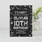 Zwart Wit Jongen Nummer Tien Verjaardagsfeest Kaart (Staand voorkant)
