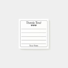 Zwart-wit Jouw naam en hart bedankt Post-it® Notes