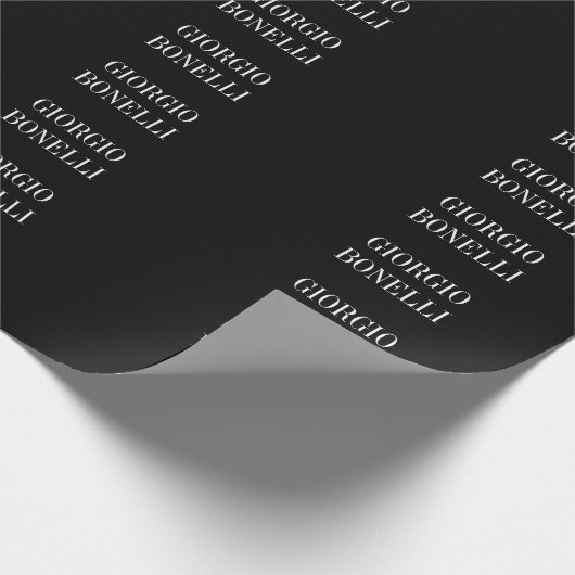 Zwart wit Jouw naam minimalistisch persoonlijk Cadeaupapier (Hoek)