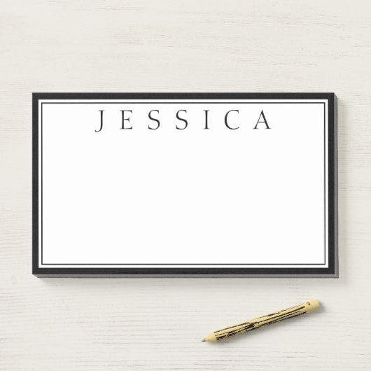Zwart & Wit | JOUW NAAM Post-it® Notes (Op bureau)