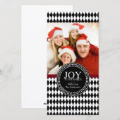 Zwart Wit "JOY TO THE WORLD" Vakantiefotootkaart Feestdagenkaart (Voorkant / Achterkant)