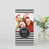 Zwart Wit "JOY TO THE WORLD" Vakantiefotootkaart Feestdagenkaart (Staand voorkant)