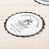 Zwart-wit Jubileum Kartonnen Onderzetters (Gekanteld)