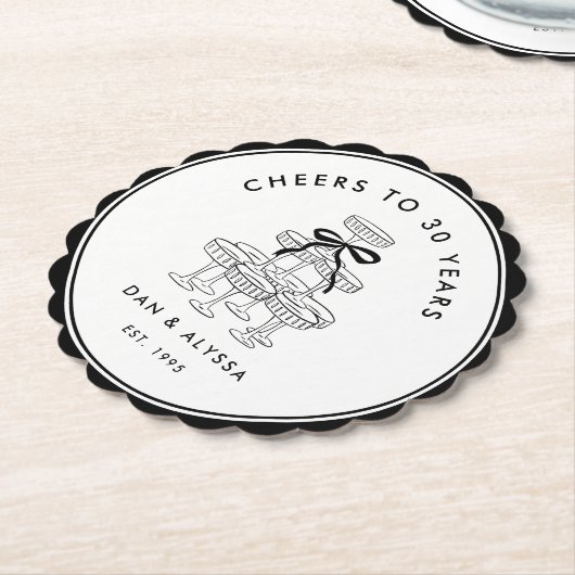 Zwart-wit  Jubileum Kartonnen Onderzetters (Gekanteld)