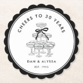 Zwart-wit  Jubileum Kartonnen Onderzetters (Voorkant)