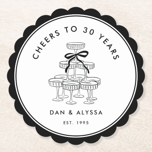 Zwart-wit Jubileum Kartonnen Onderzetters (Voorkant)