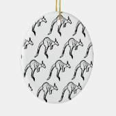 Zwart-wit Jumping Kangoeroe Schets Keramisch Ornament (Rechts)