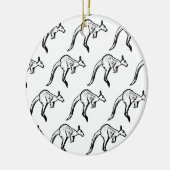 Zwart-wit Jumping Kangoeroe Schets Keramisch Ornament (Links)