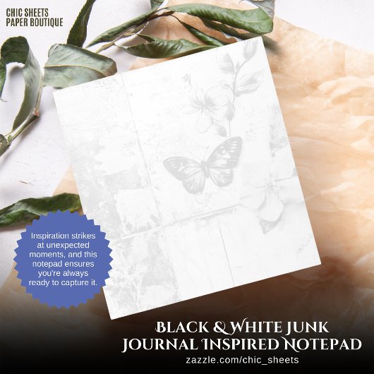 Zwart & Wit Junk Journal Geïnspireerd Notitieblok
