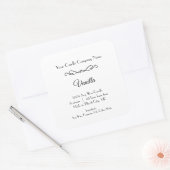 Zwart wit kaarslabel Vlourish Swirl minimalist Vierkante Sticker (Envelop)