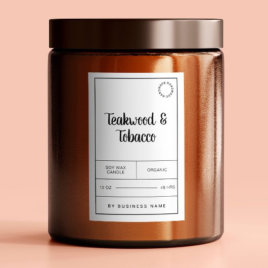 Zwart-wit kaarsproductlabelstickers voedselcontainer etiket