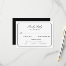 zwart & wit kader maaltijdkeuze RSVP kaart