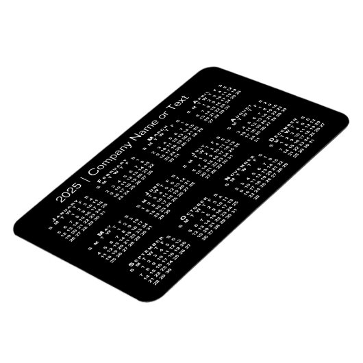 Zwart-wit kalender 2025 met aangepaste tekst magneet (Linkerzijde)