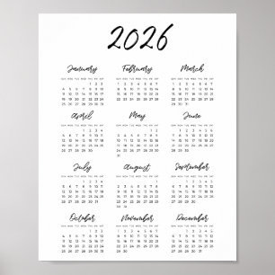 Zwart-wit kalender 2025 poster