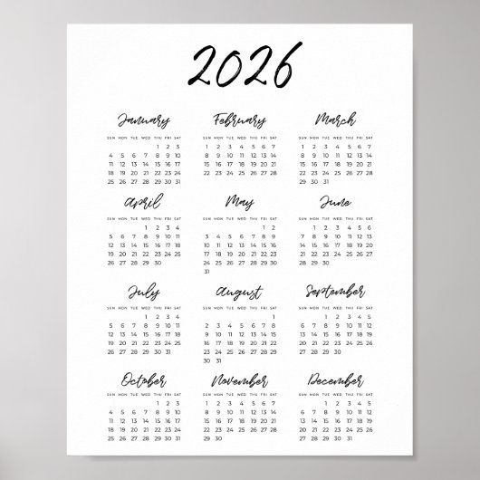 Zwart-wit kalender 2025 poster (Voorkant)
